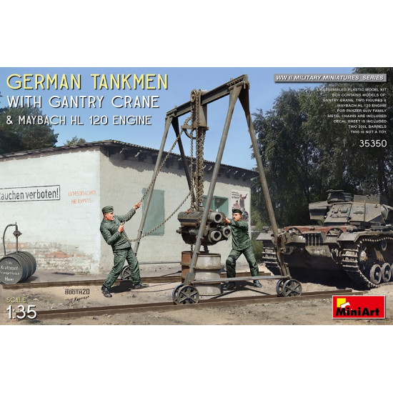 Miniart 35350 - 1/35 German Tankmen With Gantry Crane & Maybach HL